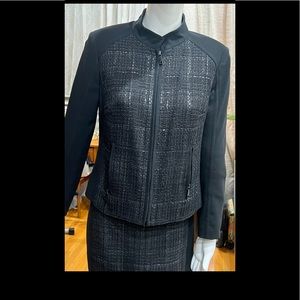 Carlisle Two Piece Suit  Jacket and Skirt Black wool Blend.Size 6